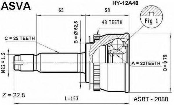 ASVA HY12A48 Шарнірний комплект, приводний вал