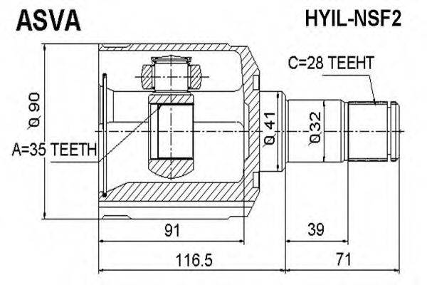 ASVA HYILNSF2 Шарнірний комплект, приводний вал