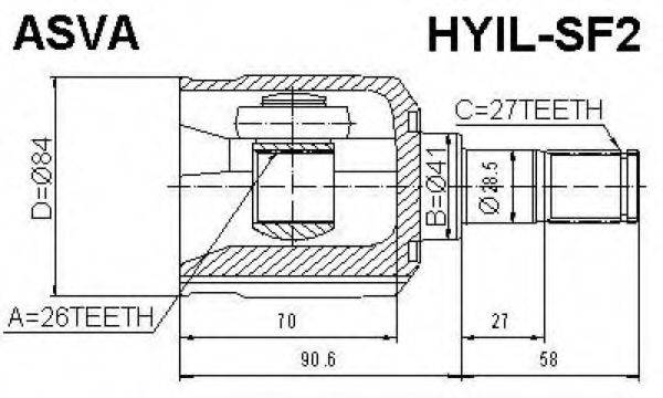 ASVA HYILSF2 Шарнірний комплект, приводний вал
