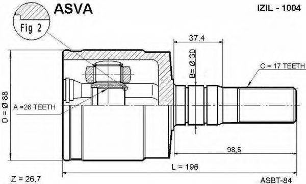 ASVA ISIL1004 Шарнірний комплект, приводний вал