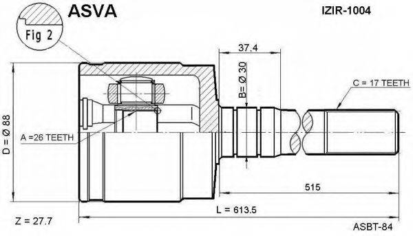 ASVA ISIR1004 Шарнірний комплект, приводний вал