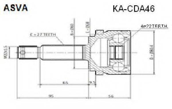 ASVA KACDA46 Шарнірний комплект, приводний вал