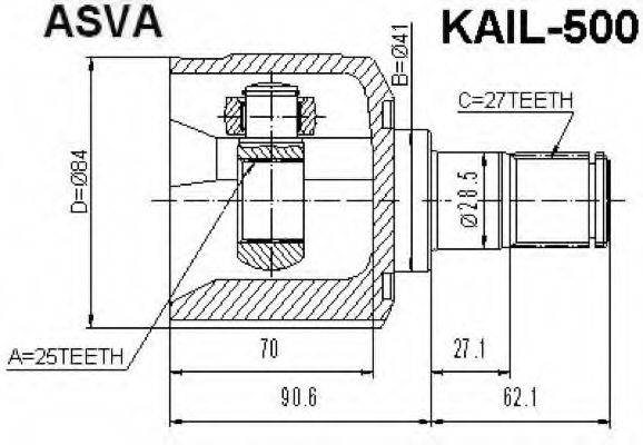 ASVA KAIL500 Шарнірний комплект, приводний вал