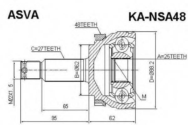 ASVA KANSA48 Шарнірний комплект, приводний вал