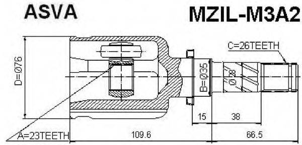 ASVA MZILM3A2 Шарнірний комплект, приводний вал