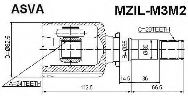 ASVA MZILM3M2 Шарнірний комплект, приводний вал