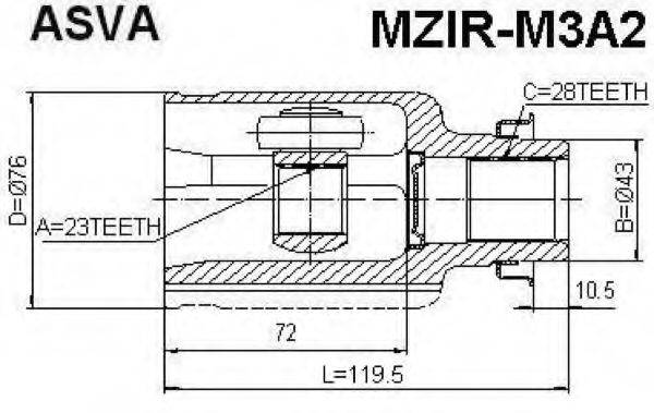 ASVA MZIRM3A2 Шарнірний комплект, приводний вал