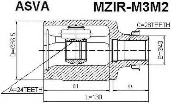 ASVA MZIRM3M2 Шарнірний комплект, приводний вал
