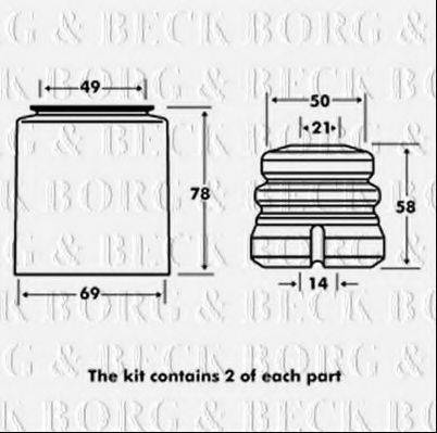 BORG & BECK BPK7026 Пилозахисний комплект, амортизатор