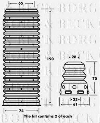 BORG & BECK BPK7073 Пилозахисний комплект, амортизатор