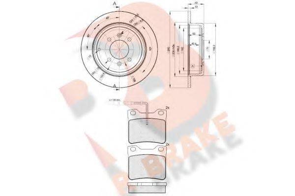 R BRAKE 3R07874250 Комплект гальм, дисковий гальмівний механізм