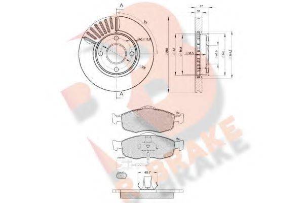 R BRAKE 3R09176784 Комплект гальм, дисковий гальмівний механізм