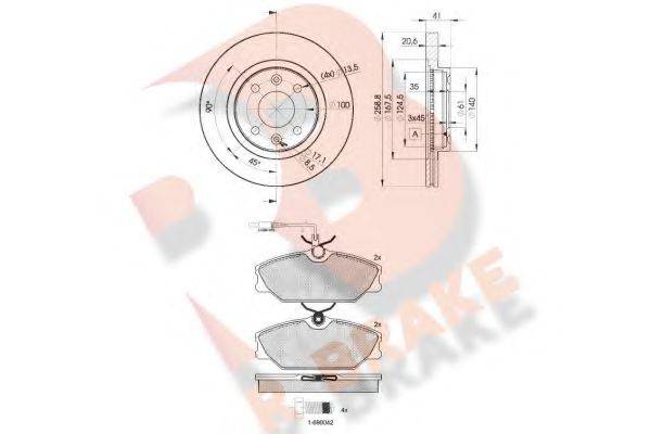 R BRAKE 3R09303550 Комплект гальм, дисковий гальмівний механізм