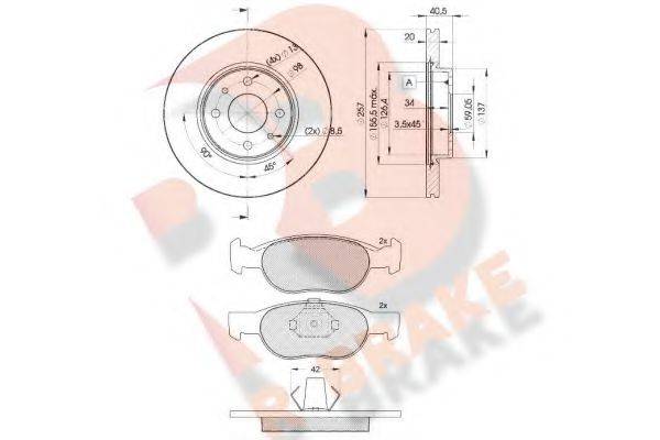 R BRAKE 3R13485056 Комплект гальм, дисковий гальмівний механізм