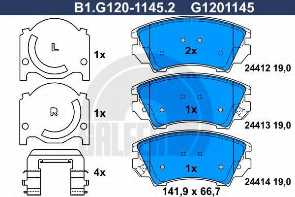 GALFER B1G12011452 Комплект гальмівних колодок, дискове гальмо