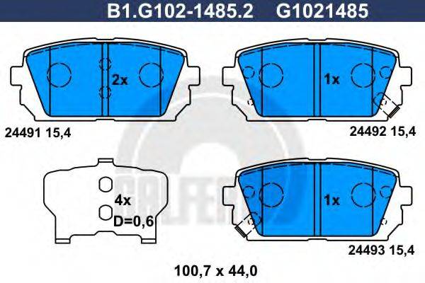 GALFER B1G10214852 Комплект гальмівних колодок, дискове гальмо