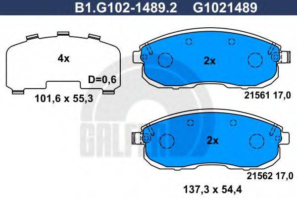 GALFER B1G10214892 Комплект гальмівних колодок, дискове гальмо
