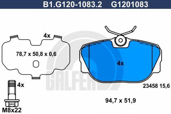 GALFER B1G12010832 Комплект гальмівних колодок, дискове гальмо