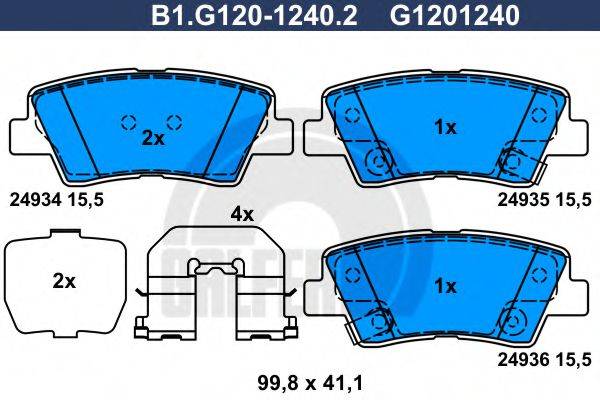 GALFER B1G12012402 Комплект гальмівних колодок, дискове гальмо