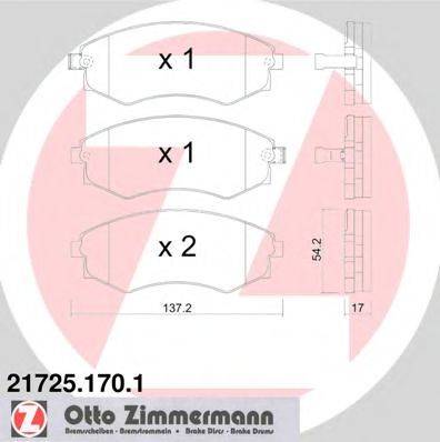 ZIMMERMANN 217251701 Комплект гальмівних колодок, дискове гальмо