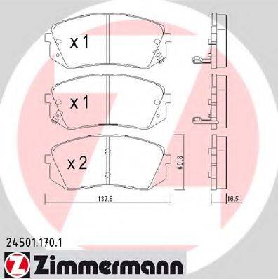 ZIMMERMANN 245011701 Комплект гальмівних колодок, дискове гальмо