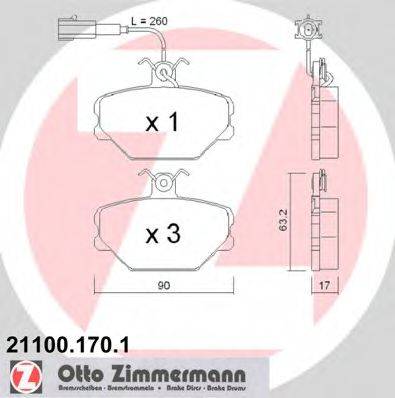 ZIMMERMANN 211001701 Комплект гальмівних колодок, дискове гальмо
