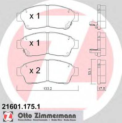 ZIMMERMANN 216011751 Комплект гальмівних колодок, дискове гальмо