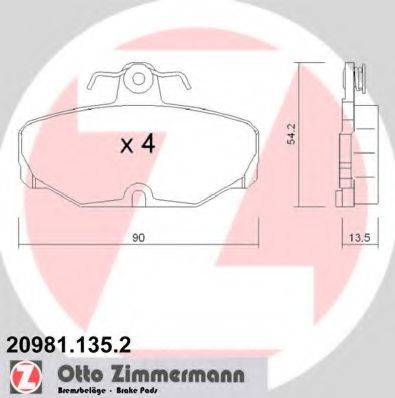 ZIMMERMANN 209811352 Комплект гальмівних колодок, дискове гальмо