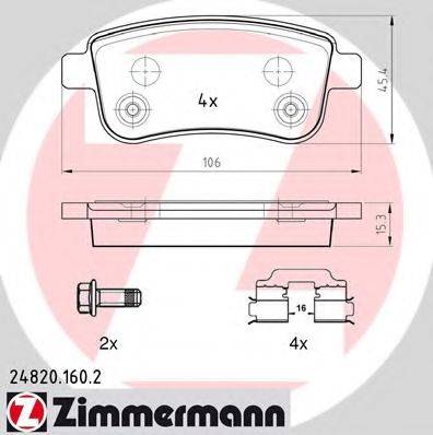 ZIMMERMANN 248201602 Комплект гальмівних колодок, дискове гальмо