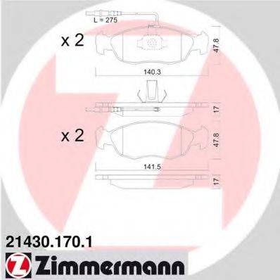 ZIMMERMANN 214301701 Комплект гальмівних колодок, дискове гальмо