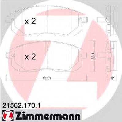 ZIMMERMANN 215621701 Комплект гальмівних колодок, дискове гальмо