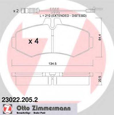 ZIMMERMANN 230222052 Комплект гальмівних колодок, дискове гальмо