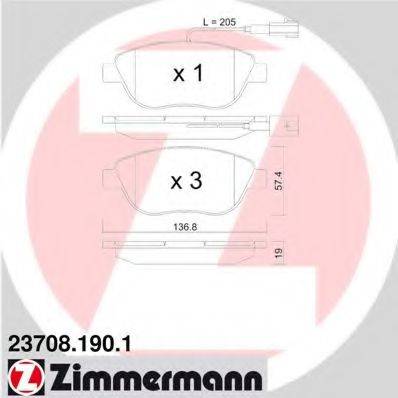 ZIMMERMANN 237081901 Комплект гальмівних колодок, дискове гальмо