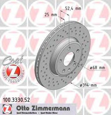 ZIMMERMANN 100333052 гальмівний диск