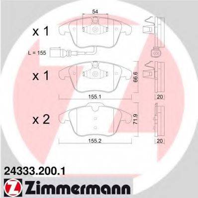 ZIMMERMANN 243332001 Комплект гальмівних колодок, дискове гальмо
