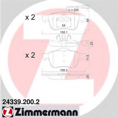 ZIMMERMANN 243392002 Комплект гальмівних колодок, дискове гальмо