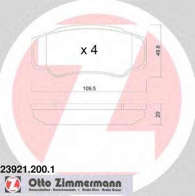 ZIMMERMANN 239212001 Комплект гальмівних колодок, дискове гальмо