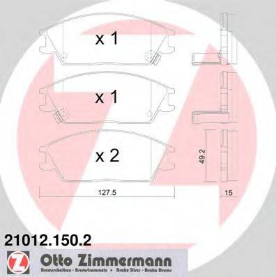 ZIMMERMANN 210121502 Комплект гальмівних колодок, дискове гальмо