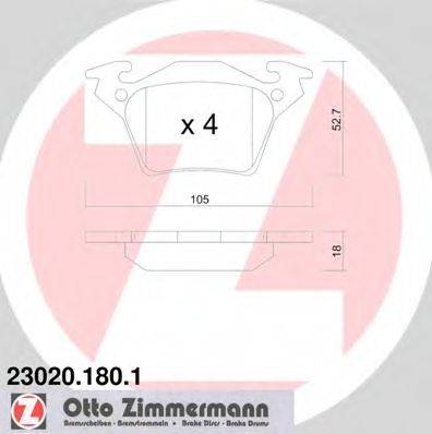 ZIMMERMANN 230201801 Комплект гальмівних колодок, дискове гальмо
