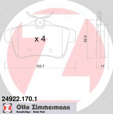 ZIMMERMANN 249221701 Комплект гальмівних колодок, дискове гальмо