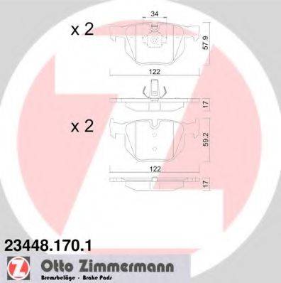 ZIMMERMANN 234481701 Комплект гальмівних колодок, дискове гальмо