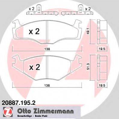 ZIMMERMANN 208871952 Комплект гальмівних колодок, дискове гальмо