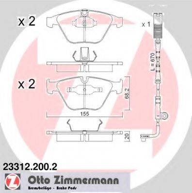 ZIMMERMANN 233122002 Комплект гальмівних колодок, дискове гальмо