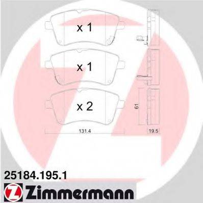ZIMMERMANN 251841951 Комплект гальмівних колодок, дискове гальмо