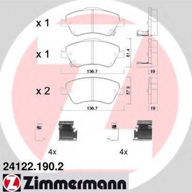 ZIMMERMANN 241221902 Комплект гальмівних колодок, дискове гальмо