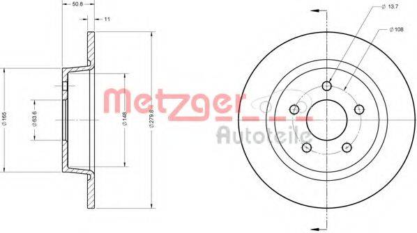 METZGER 6110604 гальмівний диск