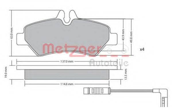 METZGER 1170037 Комплект гальмівних колодок, дискове гальмо