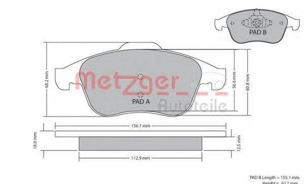 METZGER 1170409 Комплект гальмівних колодок, дискове гальмо