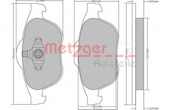 METZGER 1170556 Комплект гальмівних колодок, дискове гальмо