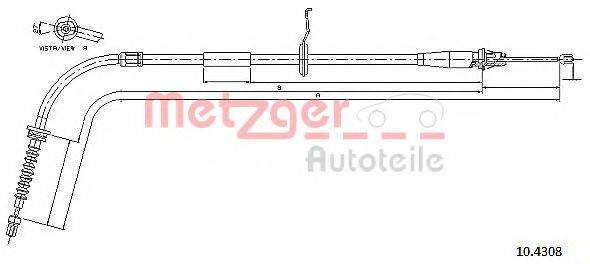 METZGER 104308 Трос, стоянкова гальмівна система